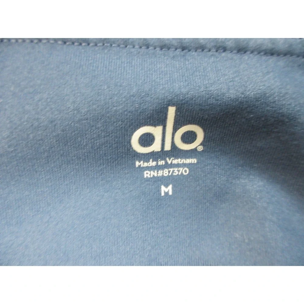 Alo Yoga Capri Pants Womens M Blue Colorblock High Rise Leggings Athletic Gym